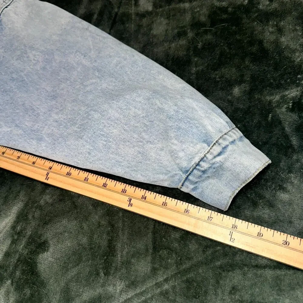 Juicy Couture Denim Jacket Girl's Large Blue Star Stretch Cropped Button Front‎